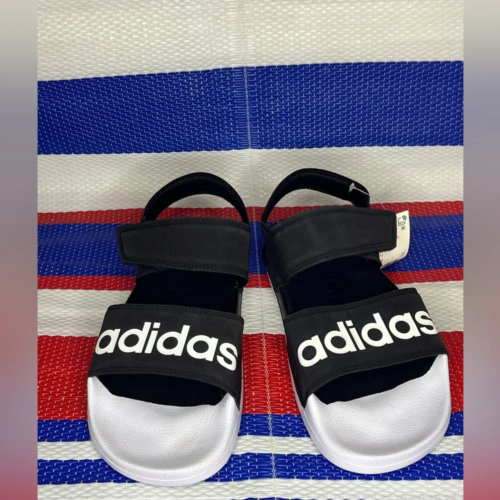 Women’s - Adidas Adilette Sandals Black/White Size 8 Summer Velcro Shoes NWT - Picture 14 of 14
